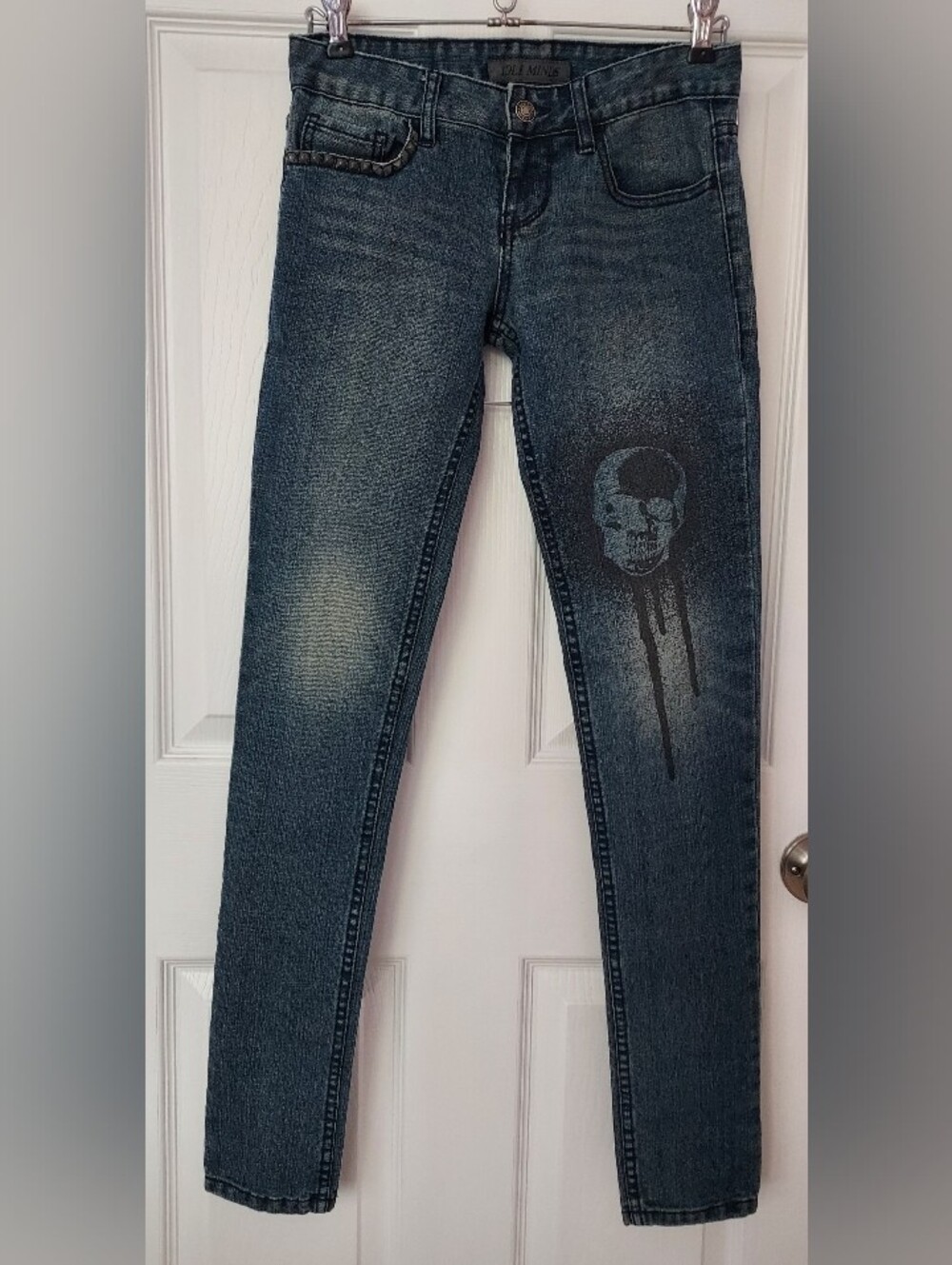 Idle Minds Skull Jeans Wit Stud Pocket Size 1 NWOT